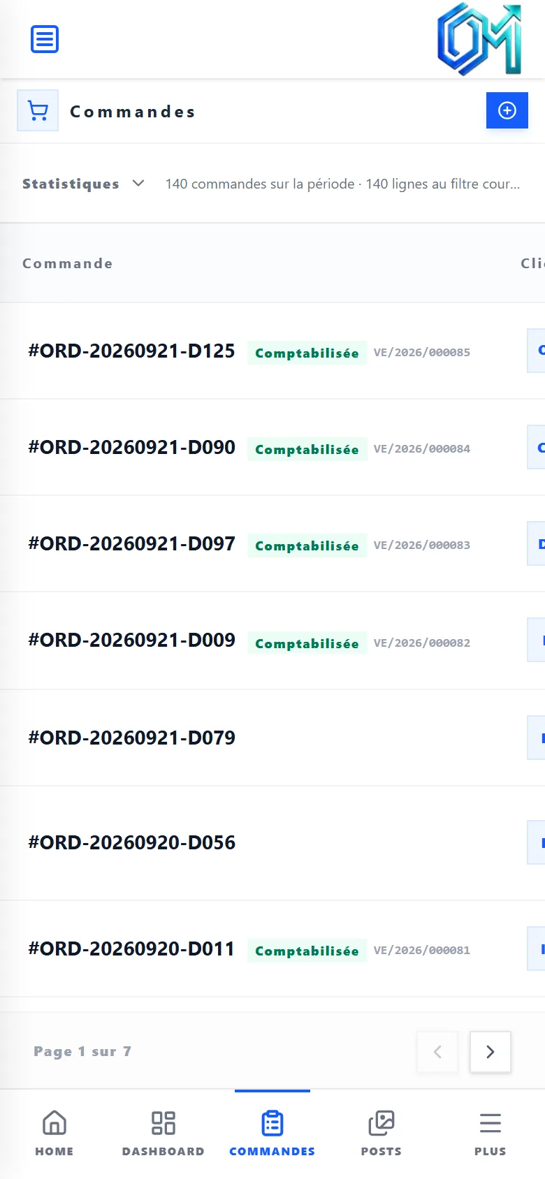 Commandes sur mobile — Les commandes en cours